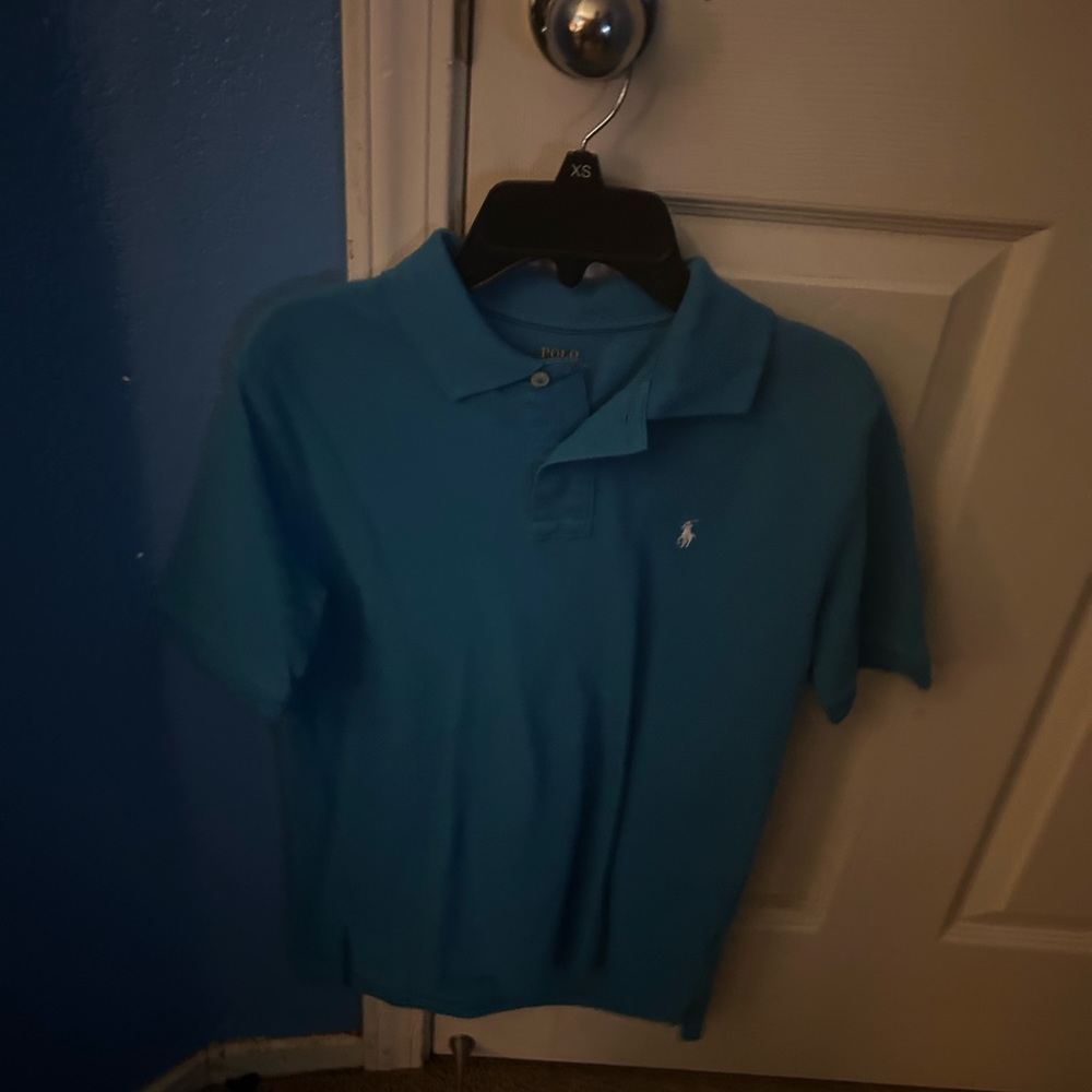 POLO RALPH LAUREN CYAN BLUE COLLARED SHIRT SIZE MEDIUM (10-12)